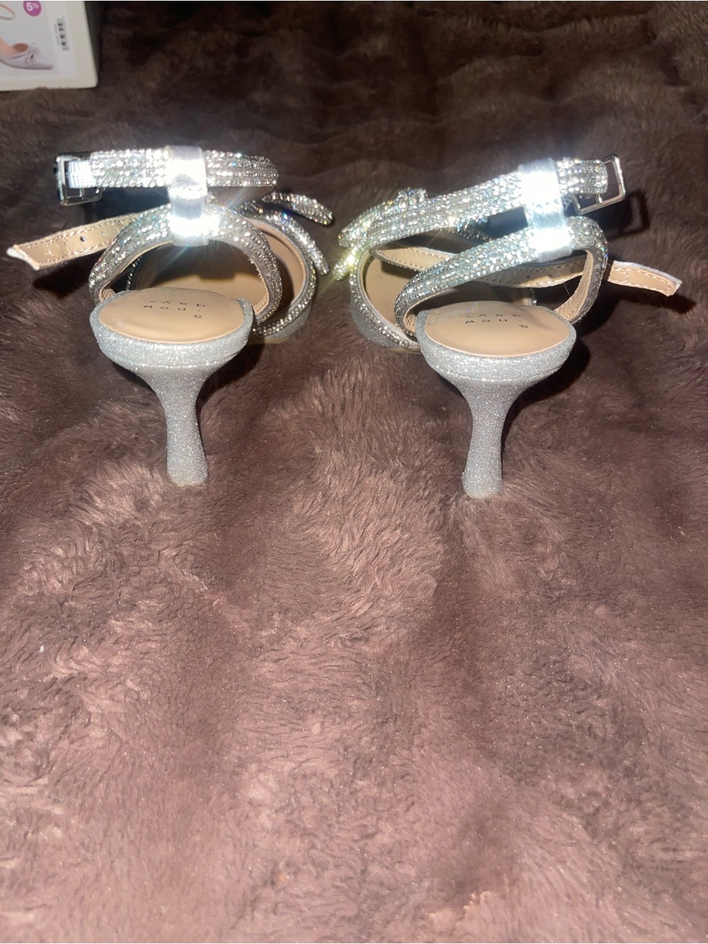 a new day Silver Glitter Pointed Toe Bow Ankle-Strap Heels - Picture 3 of 4